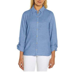 Orvis Ladies' Long Sleeve Button Up Top Linen Blend size XL